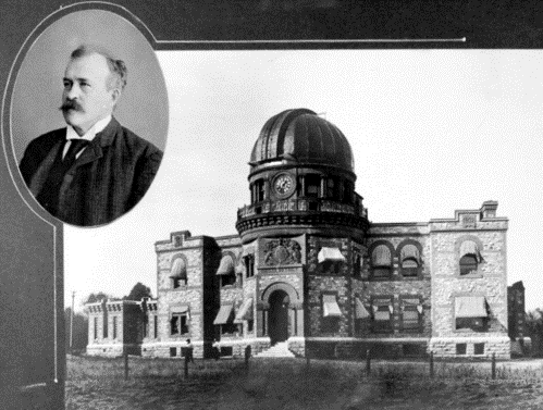 William Frederick King (inset), was the first Director of the Dominion Observatory. Photo credit: Canadian Eclipse Expedition 1905 photograph album, artifact no. 1974.0754