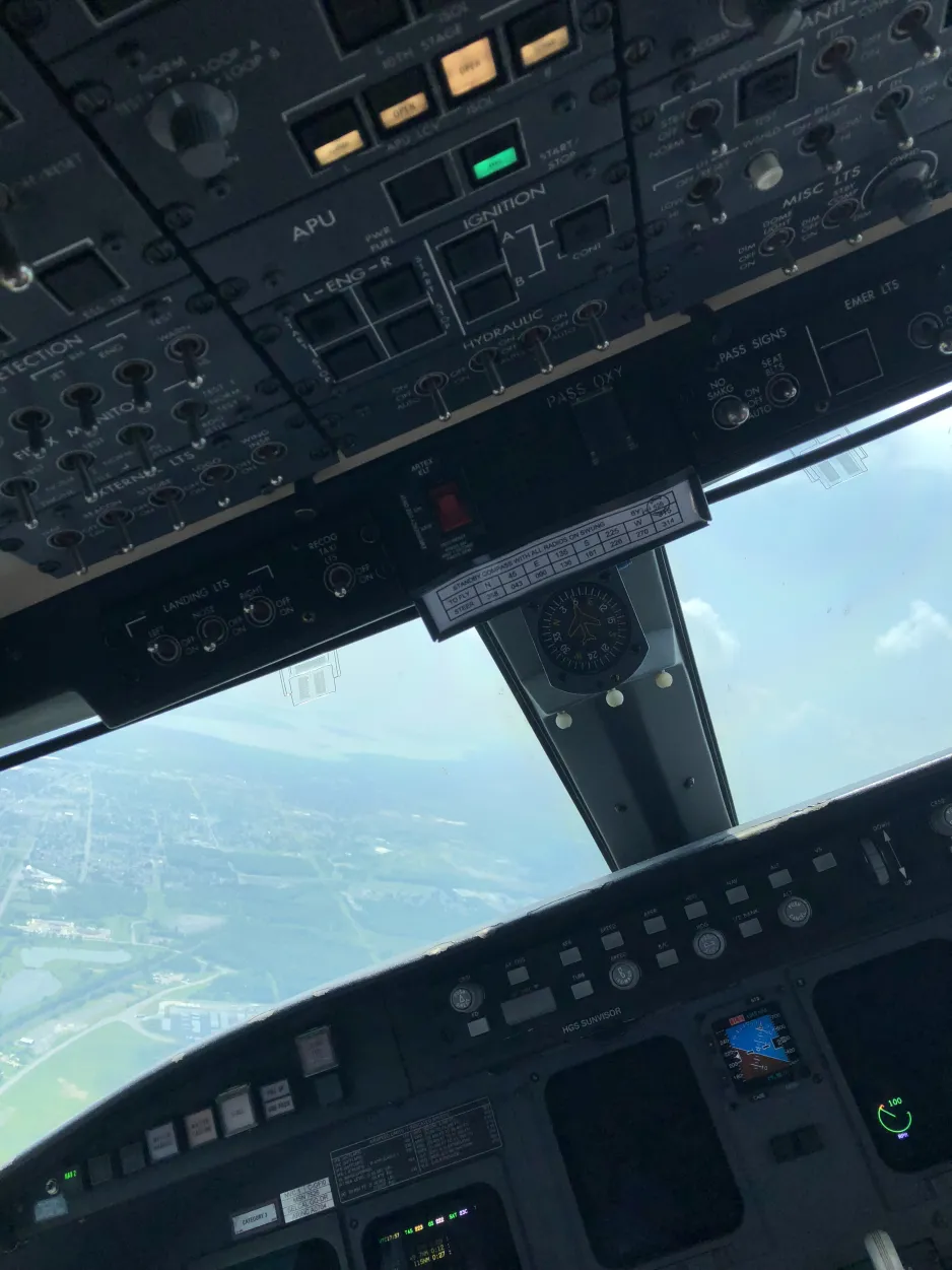 View from the cockpit of the CRJ-200.