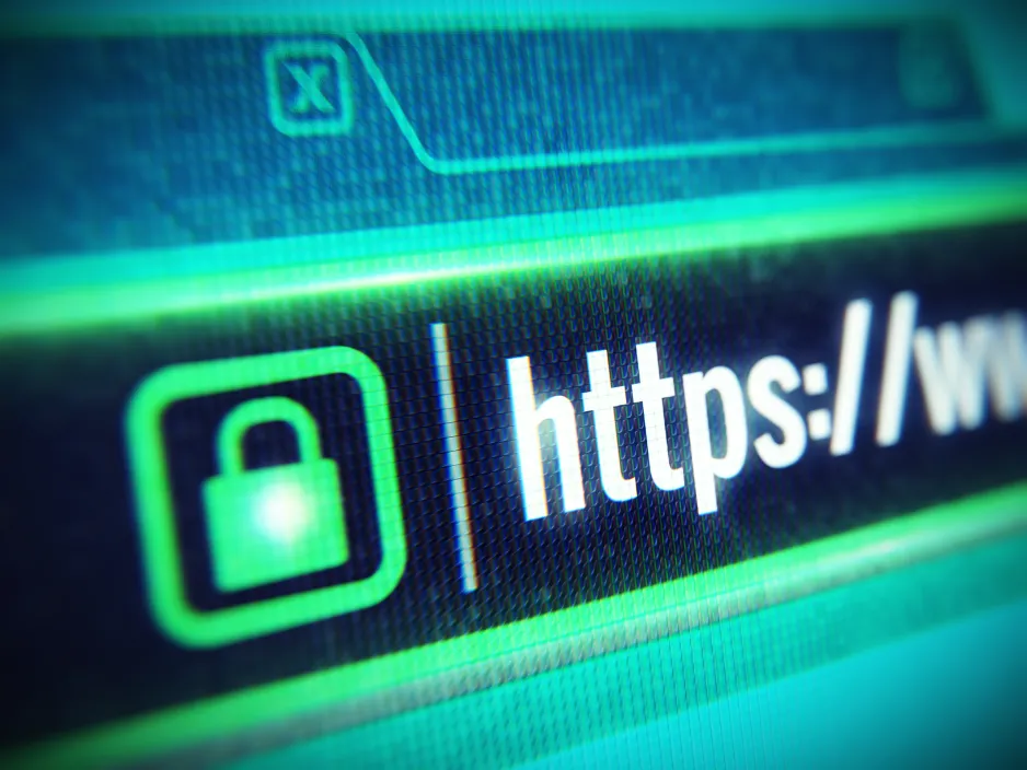 Web browser address bar displaying a padlock, indicating a secure website 