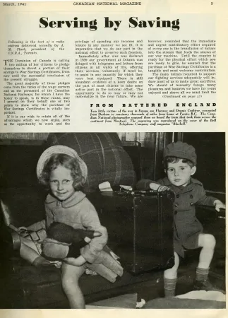 CN magazine, 1941. Article: "Serving By Saving"