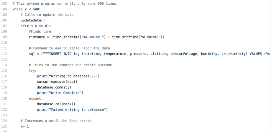 Capture d’écran du code Python
