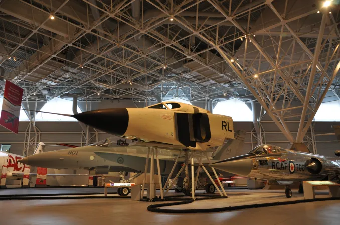 The nose section of RL 206 on display at the Canada Aviation and Space Museum.
