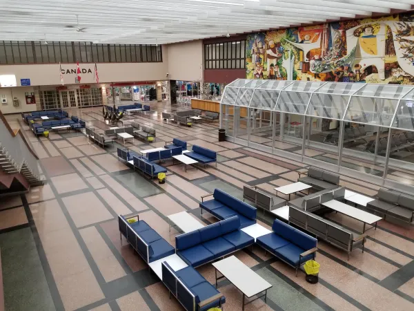 A view of the international terminal from the mezzanine.