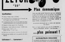 Une publicité de Langlais & Frère Incorporée de Québec, Québec, vantant les mérites du tracteur Zetor 25. Anon. « Publicité – Langlais & Frère Incorporée. » L’Action catholique, 3 mars 1951, 14.