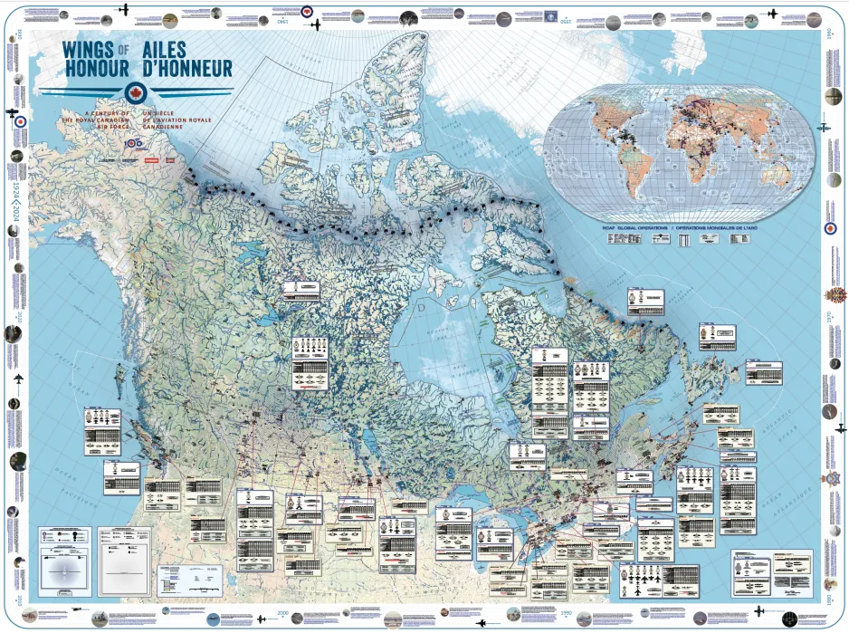carte du Canada avec les bases de l'ARC en surbrillance