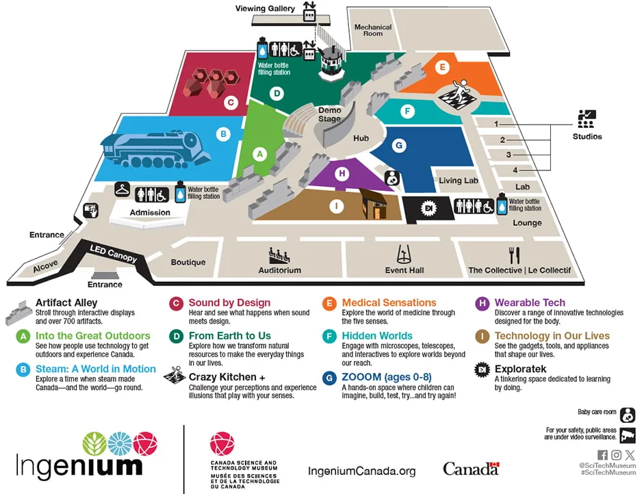 Graphic illustration of the Canada Science and Technology Museum floorplan