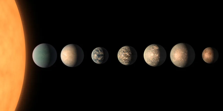 An artist's impression of the TRAPPIST-1 exoplanetary system