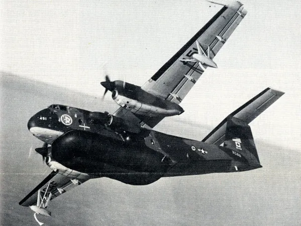 The de Havilland Canada CC-115 Buffalo used to test the Air Cushion Landing System. Anon. “Air cushion landing system Buffalo taxi tests prove successful.” The Canadian Aircraft Operator, 1 May 1974, 1.