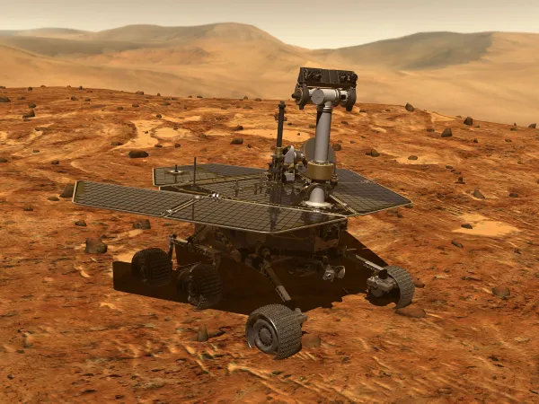 An artist's impression of the Opportunity Rover.