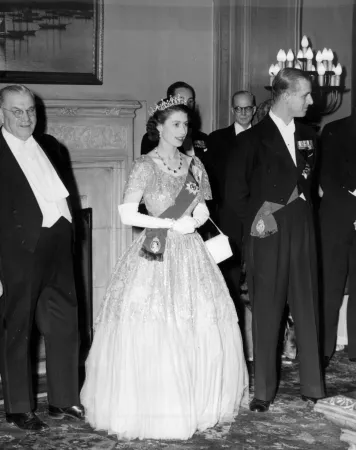 Princess Elizabeth and the Duke of Edinburgh in Charlottetown during their coast-to-cost tour of Canada. Royal Tour, Charlottetown Hotel, PEI, 1950. 