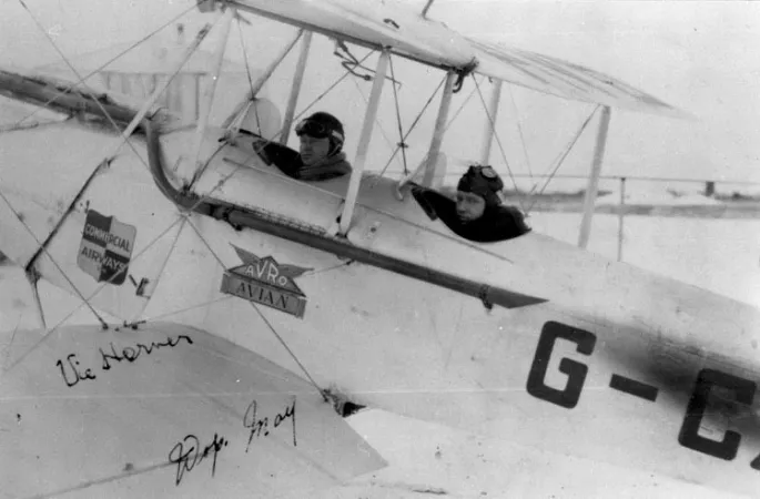 Wilfrid "Wop" May and Victor Horner in an Avro Avian, 1920s