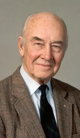 John Tuzo Wilson, géophysicien et pionnier de la tectonique des plaques de nationalité canadienne, en 1992. Auteur : Stephen Morris.