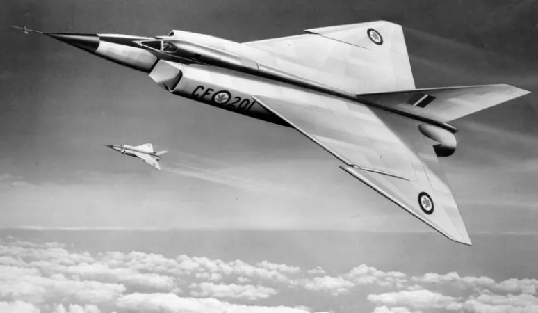 Dessin d’un CF-105 Arrow. Source : Bibliothèque et Archives Canada/a111546