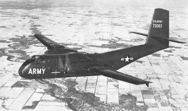 Le 5ème de Havilland Canada AC-1 Caribou de présérie. Larry Booda, “Aeronautical Engineering – Aviation Week Pilot Report – STOL Caribou Calls for Special Handling.” Aviation Week and Space Technology, 23 janvier 1961, 56.