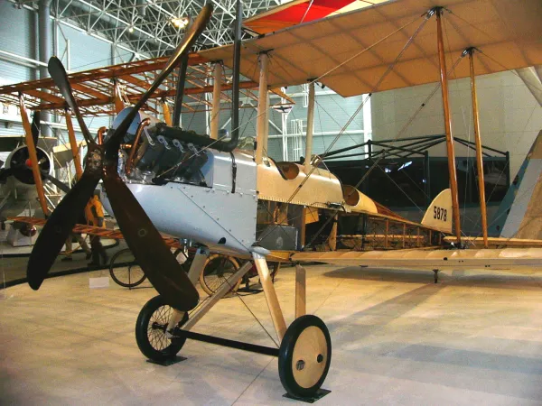 The Royal Aircraft Factory B.E.2 of the Canada Aviation and Space Museum, Ottawa, Ontario, February 2009. Wikipedia.