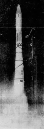 La fusée Thor-Agena qui place le satellite canadien Alouette en orbite, Vandenberg Air Force Base, Californie. Anon., « Alouette’ Working Perfectly – First Canadian Satellite in Orbit. » The Montreal Star, 29 septembre 1962, 1.