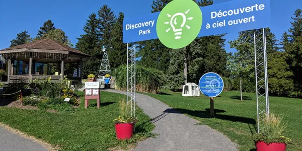 The exterior signs of the Discovery Park outdoor exhibition