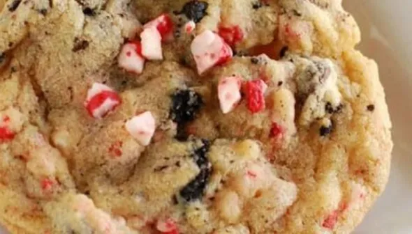 chocolate chip cookie with crushed candy canes