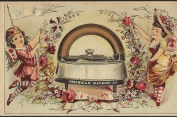 An advertisement of a redesigned iron in the 1870s
